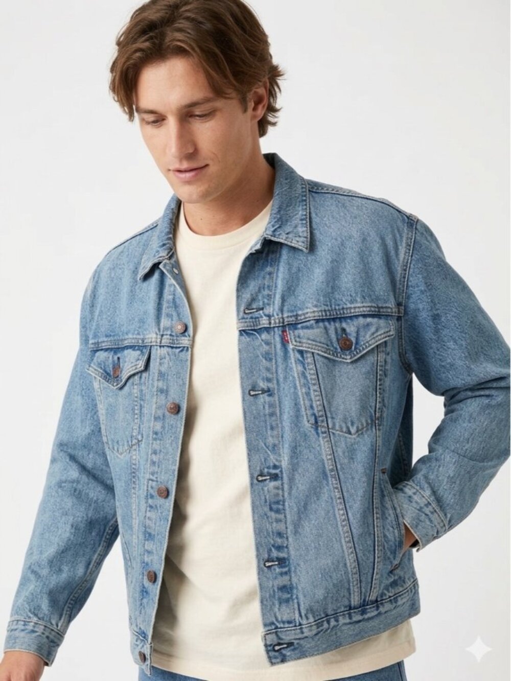 Vintage Levi's 70525 Denim Trucker Jacket Size Large Medium Blue Wash - Picture 1 of 10